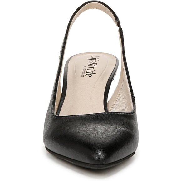 LifeStride Womens Black Polyurethane (PU) Slingback Kitten Heel Dress Pump - Picture 2 of 9